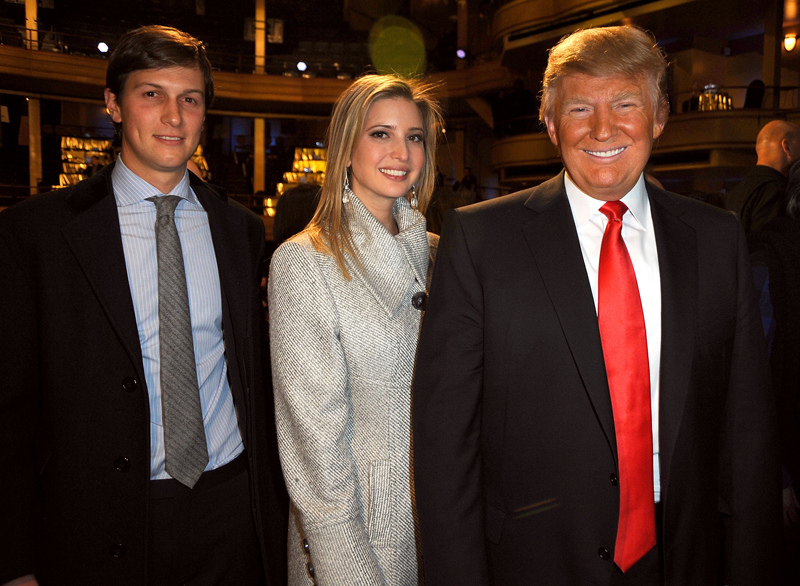 NEW YORK, NY - MARCH 09:  Jared Kushner, Ivanka Trump and Donald Trump attend the COMEDY CENTRAL Roast of Donald Trump at the Hammerstein Ballroom on March 9, 2011 in New York City.  (Photo by Jeff Kravitz/FilmMagic)