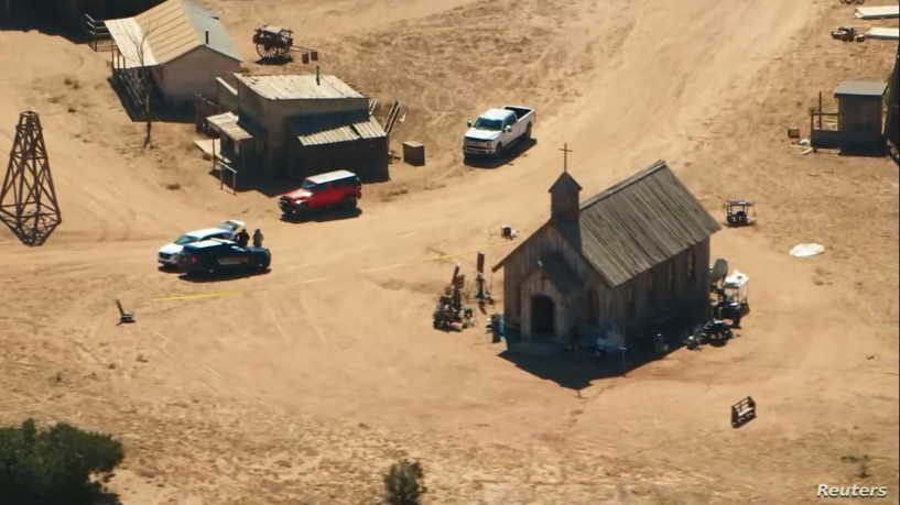 An aerial view of the film set on Bonanza Creek Ranch where Hollywood actor Alec Baldwin fatally shot cinematographer Halyna Hutchins and wounded a director when he discharged a prop gun on the movie set of the film "Rust" in Santa Fe, New Mexico, U.S., in this frame grab taken from October 22, 2021 television footage.  KOB TV News/Handout via REUTERS    NO RESALES. NO ARCHIVES THIS IMAGE HAS BEEN SUPPLIED BY A THIRD PARTY. MANDATORY CREDIT