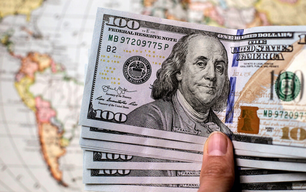 A photo illustration show the US Dollars in Buenos Aires, Argentina, on October 16, 2019. (Photo illustration by Carol Smiljan/NurPhoto)