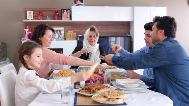 Family iftar meal in Ramadan.