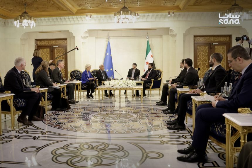 الرئيس الشرع يلتقي رئيسي المجلس والمفوضية الأوربيين في قصر الشعب